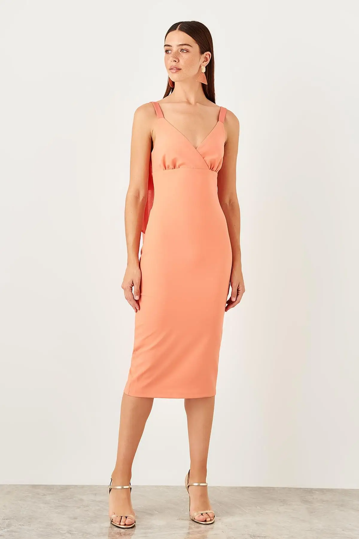 Trendyol Персиковое двубортное платье TPRSS19BB0427|Женские платья| |