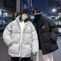 korean 2021 winter warm jackets men parkas women oversized outwear solid color hooded thicken coats parka men