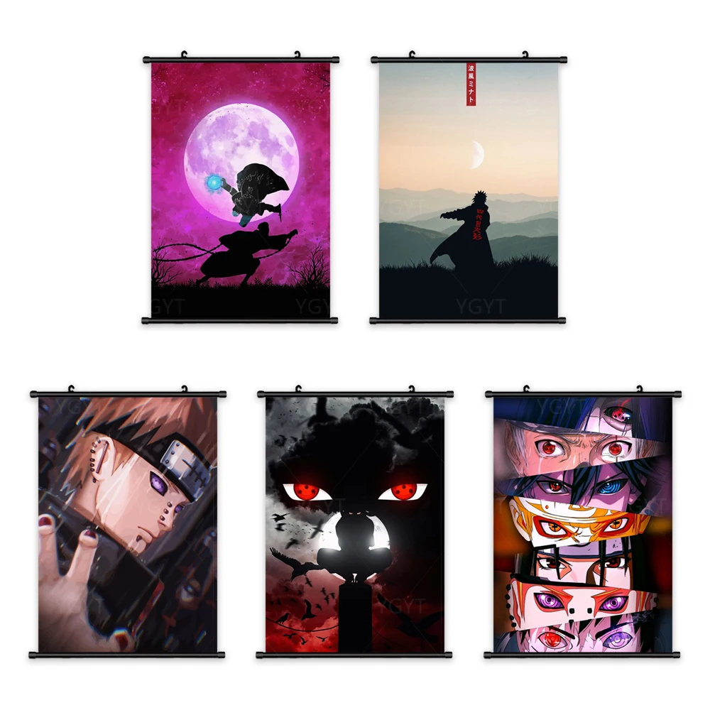 

Canvas Japanese Home Decoration Anime Picture Printed Poster Wall Art Plastic Naruto Scroll Hanging Painting Bedside Background