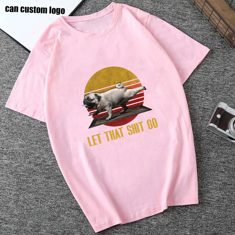 

Женские 2020 лето йога мопса с модным принтом Kpop розовые топы, женские футболки, футболка женские милые туфли-лодочки Графический Женский фут...