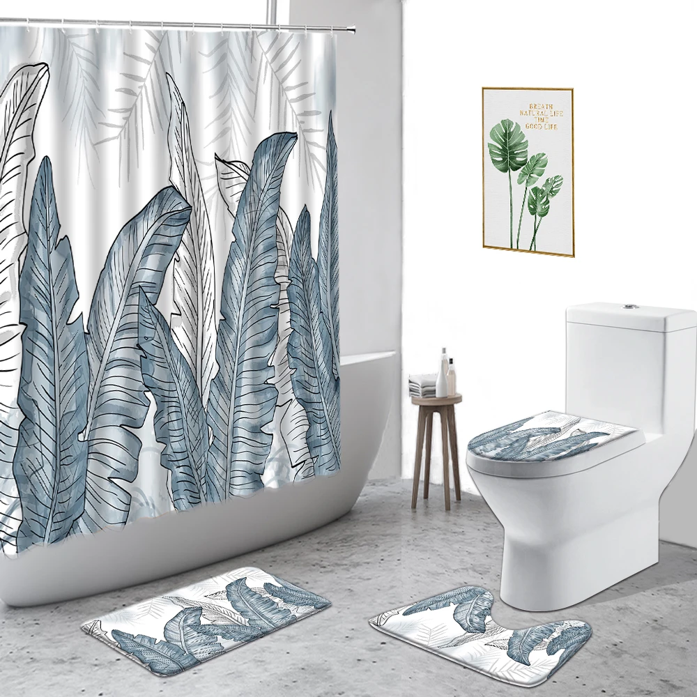 Тропические занавески для душа s занавеска с зелеными листьями пальмами Monstera