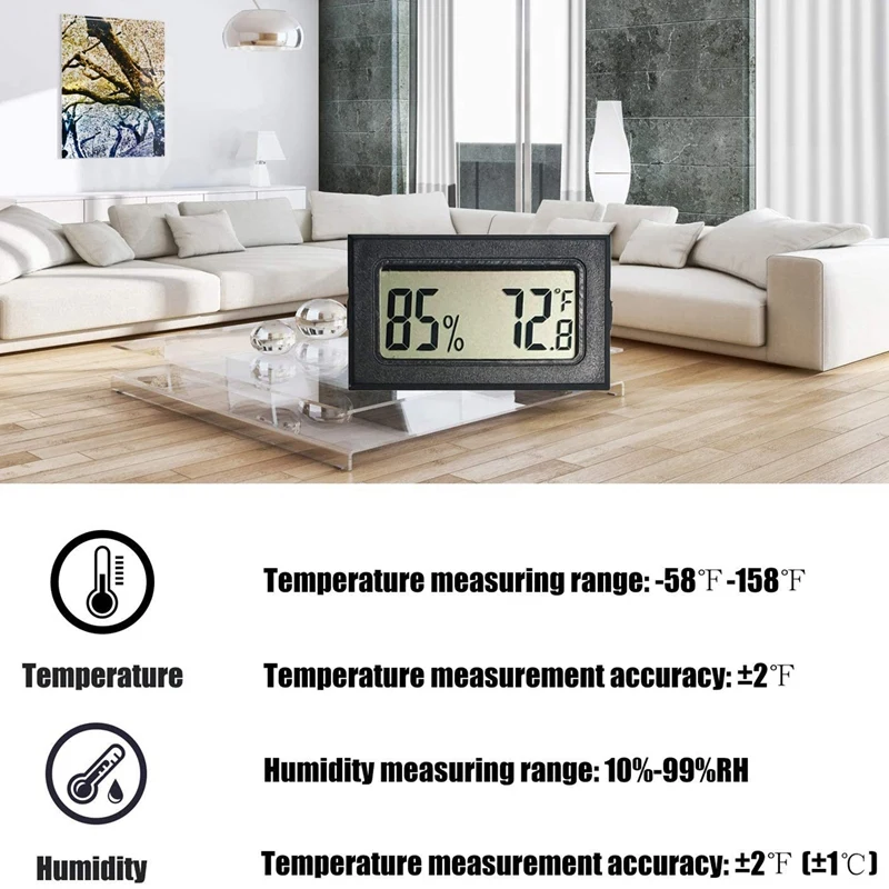 

Hygrometer Thermometer (Fahrenheit) Digital Display Greenhouse Indoor and Outdoor Hygrometer (11 Packs)