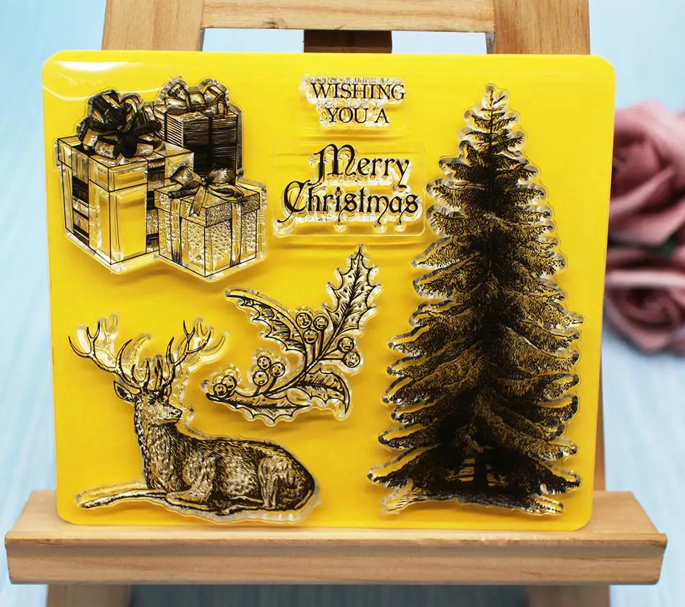 tree Стрекоза/Санта/кофе/кошка и собака прозрачные штампы для скрапбукинга DIY печать фотоальбом Декор тиснение шаблон листы - Цвет: tree