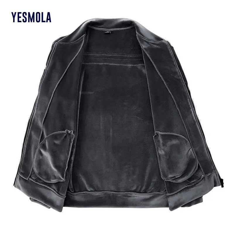 YESMOLA 2021 мужской зимний плюшевый утепленный костюм для отдыха 2 предмета