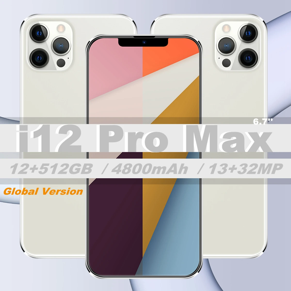 

2021 Global Version i12 Pro Max 7.2'' 12GB 512GB 4G LTE Octa Cores 4800mAh 13+32MP Camera Dual SIM Android Smartphone Celular