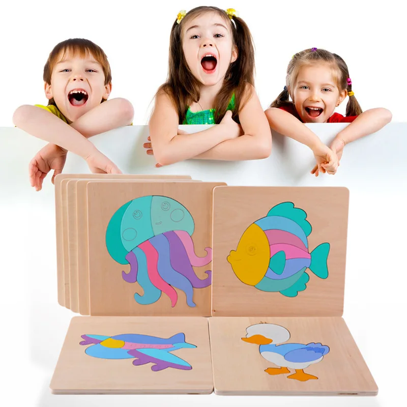 Обучающие игрушки M2 креативный деревянный пазл с рисунком насекомых для детей