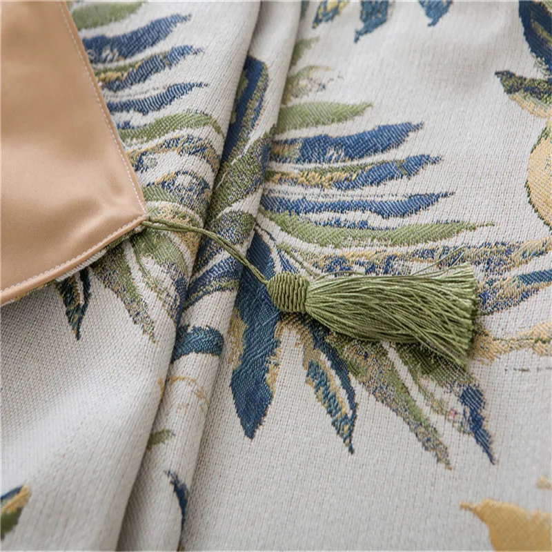 Жаккардовая скатерть в виде листьев флаг американском стиле синие листья