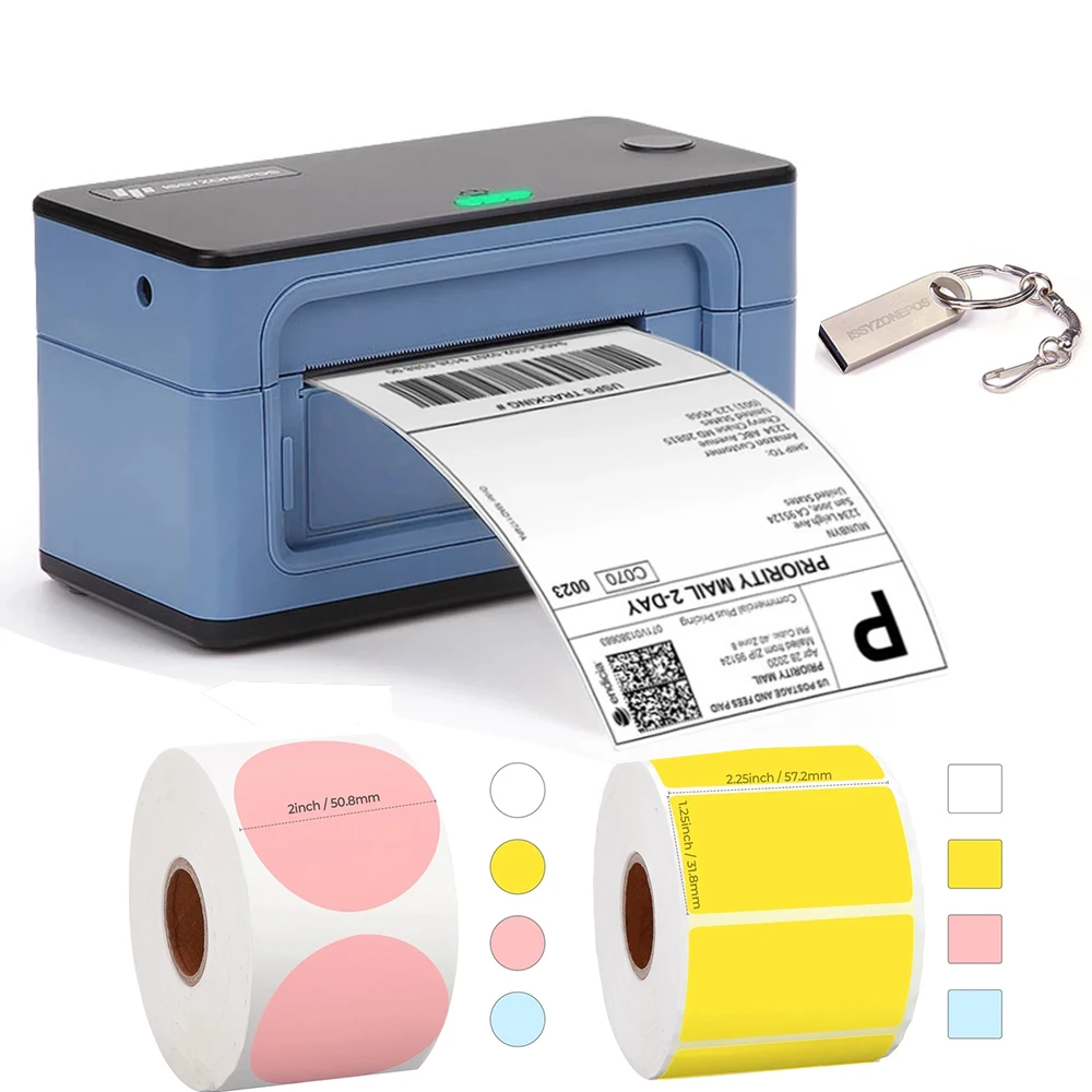 

MUNBYN Thermal Shipping Label 4 inch 46 Label USB Barcode Sticker Printer 40-110mm Paper Printing Express Lable Printers