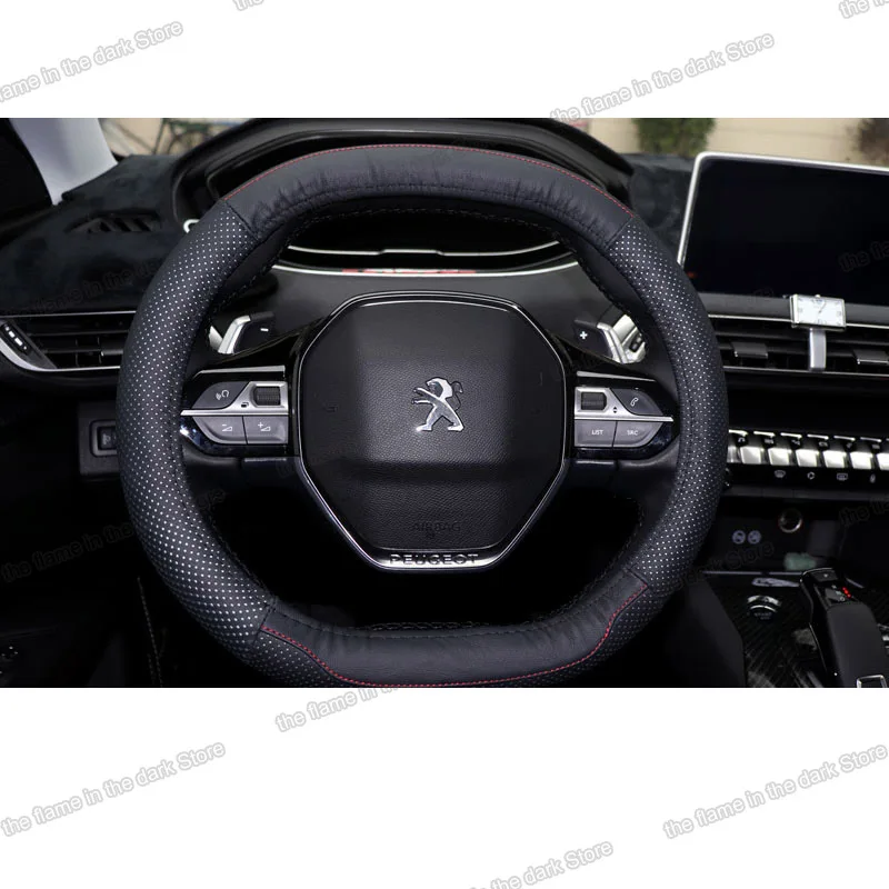 Lsrtw2017 из натуральной кожи чехол рулевого колеса автомобиля протектор для Peugeot 3008