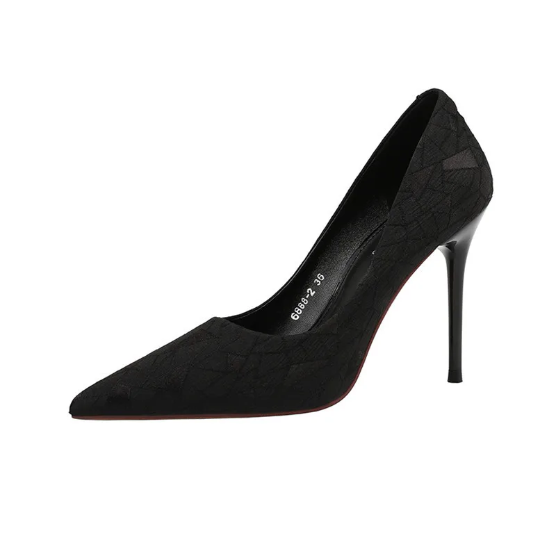 

Black French small high heels women's thin heel pointed sexy new spring light mouth professional single shoes women's shoes in