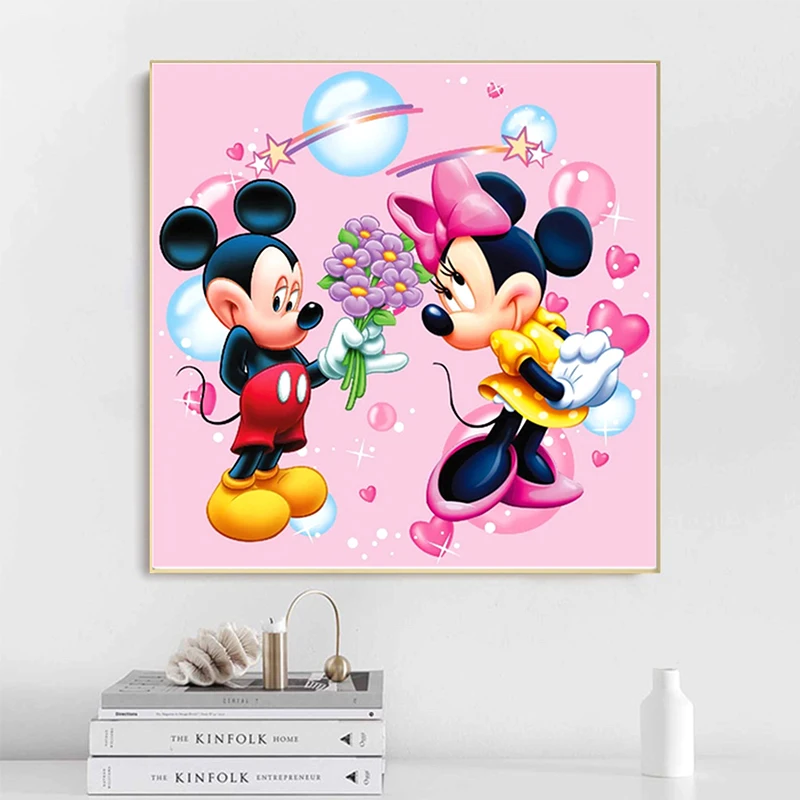 

Canvas Painting Disney Mickey and Minnie Couple Wall Art Poster and Print Wall Art Picture for Living Room Home Decoration