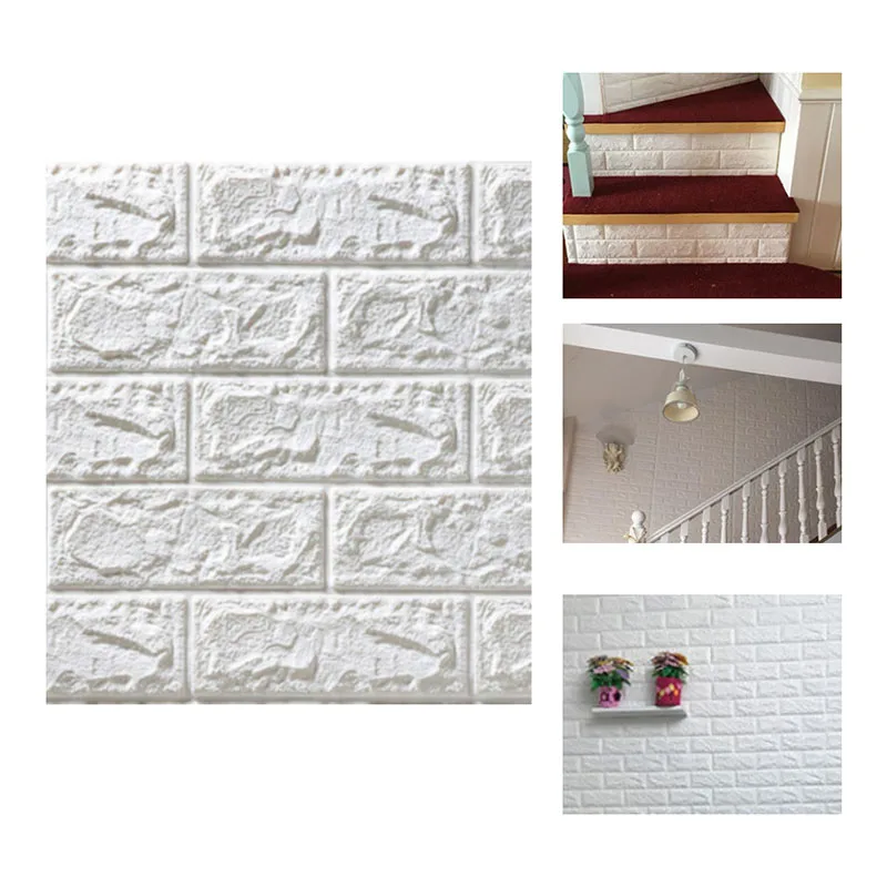 PE Foam 3D Wallpaper DIY Sound Insulation Anti-mildew Wall Stickers Decor Embossed Brick Stone Room House Poster | Дом и сад
