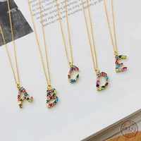 925 sterling silver european 26 initials pendant necklace women pav%c3%a9 colorful crystal fashion party jewelry friendship gift