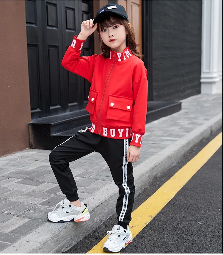 

2021 girls' net red suit spring and autumn new style foreign style fashionable leisure 3-12 year old girl students' sportswear