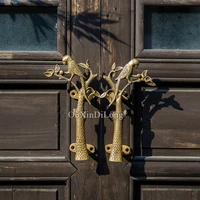 1pcs antique brass handmade cupboard door handle opposite branch parrot surface mounted all personalized garden door pulls gf718
