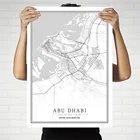 Черно-белая карта города ОАЭ плакат Абу Даби Дубай Шарджа настенное искусство домашний декор холст живопись креативный подарок