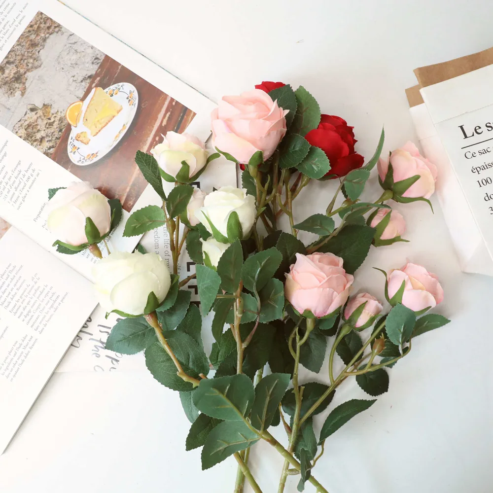 Искусственные бутоны розы 5 шт. ветки для украшения дома вечерние сада ваза