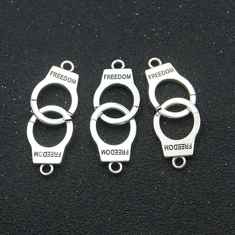 

8Pcs 15*40mm Charms Handcuffs Hollow Double Sided Vintage Connector For DIY Necklace Jewelry Making Accessories