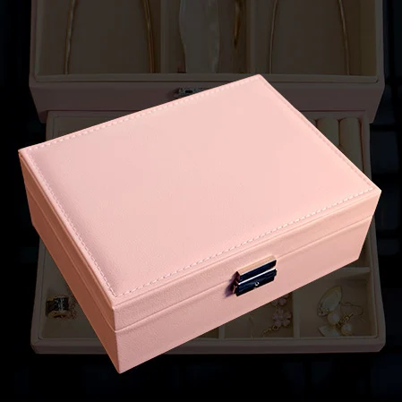 Шкатулка для украшений органайзер женщин девушек 2 слоя из искусственной кожи