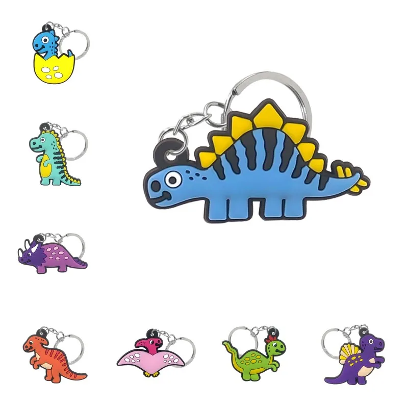 

50PCS PVC key ring new creative pattern kawaii cartoon dinosaur keychains Animal Key holders fit kids child schoolbag accessory