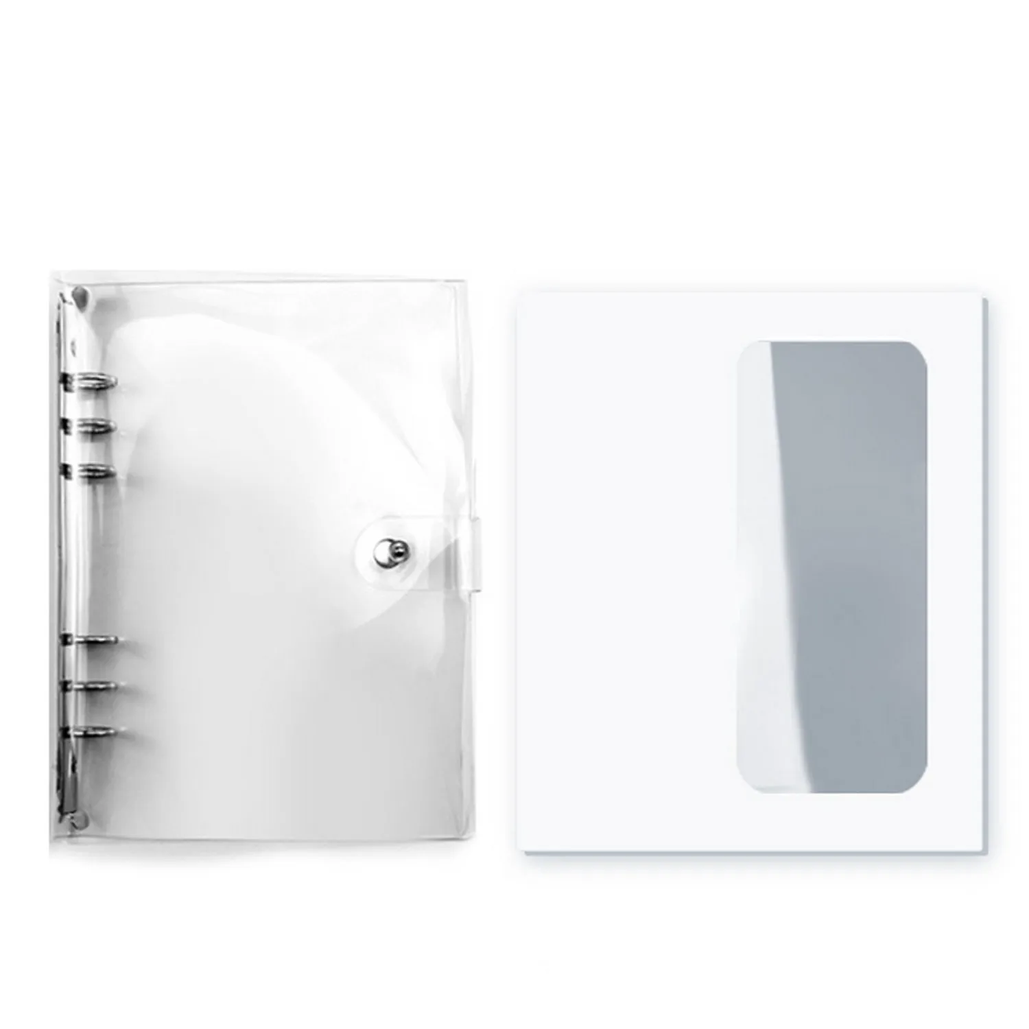 A7 Transparent Ring Binder 6 Round Soft PVC Loose Leaf Notebook Cover Folder Protector with Snap Button | Канцтовары для офиса и