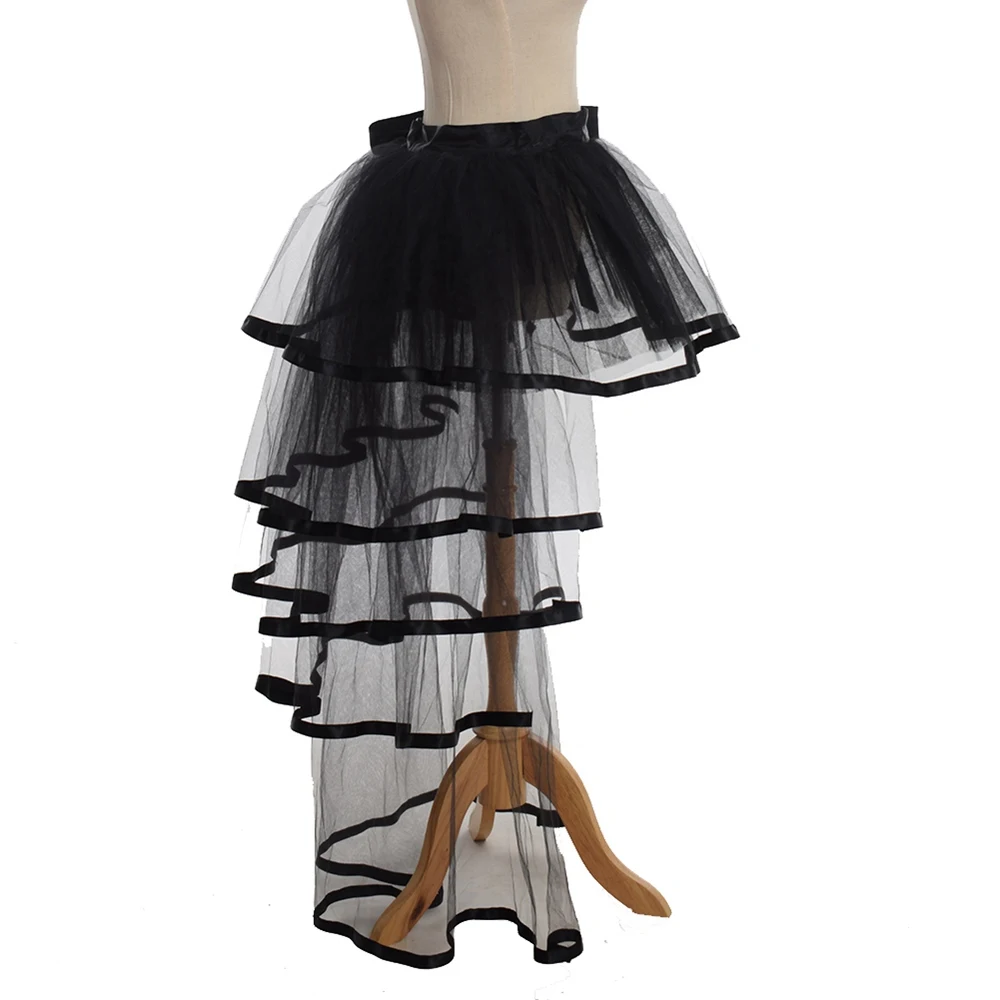 

Women Mesh Tulle Bustle Skirt Steampunk Victorian Party Tutu Ruffle Tiered Skirts Dance Stage Performance Clubwear
