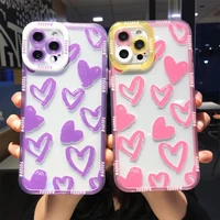 soft tpu shockproof phone cases for iphone 13 pro max 12 11 xr se 2020 xs 7 8 plus graffiti love heart pattern protection cover