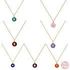 Aide 925 стерлингового серебра разноцветной эмалью круглый кулон ожерелья для женщин Циркон диск ожерелье с подвеской в виде вечерние, хорошее ювелирное изделие, подарок