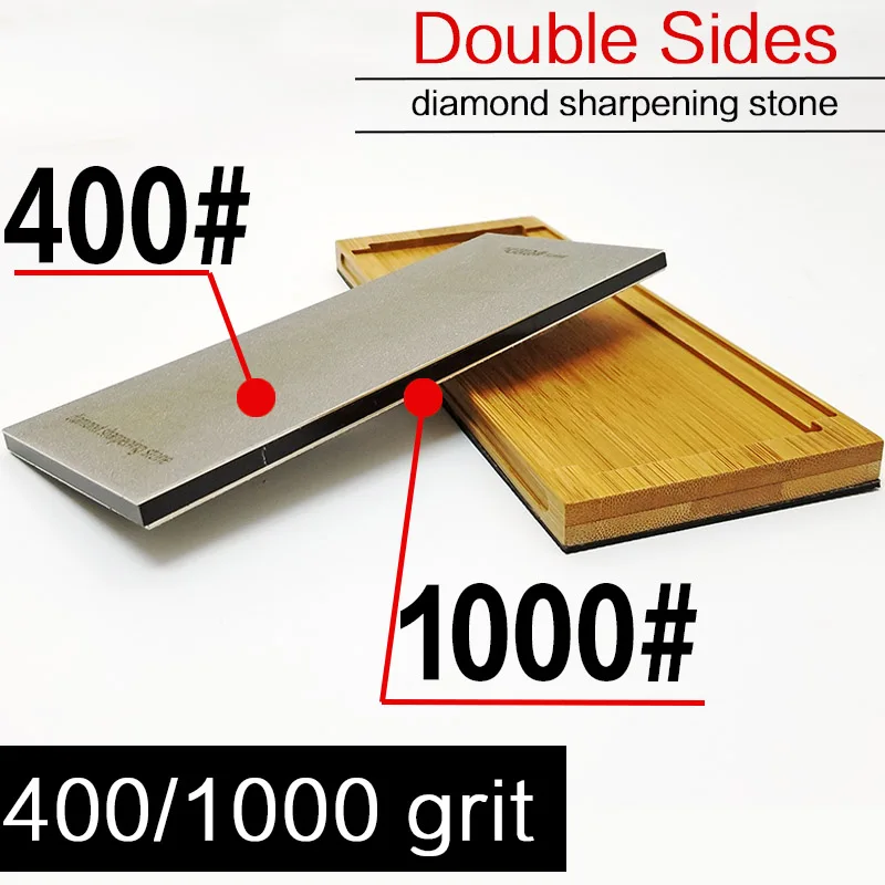 400 1000 grit 80-3000 Алмазная двухсторонняя точилка для ножей Профессиональные кухонные инструменты заточка камней Шлифовка с бамбуковой основой - Цвет: 400 1000 grit