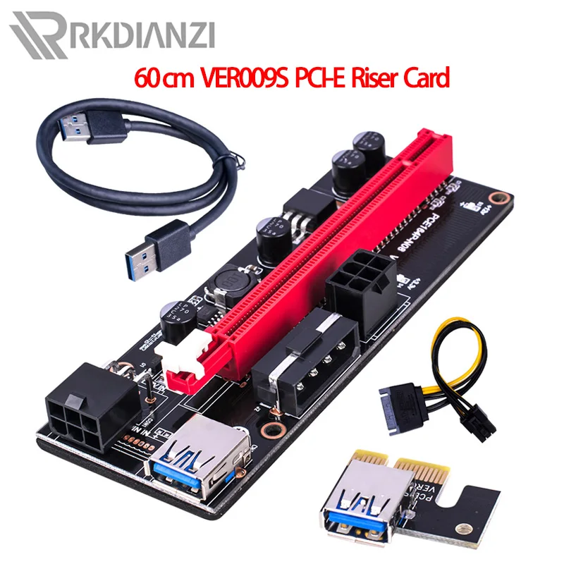

Newest VER009S PCI-E Riser Card 30CM 60CM 100CM USB 3.0 Cable PCI Express 1X to 16X Extender PCIe Adapter for GPU Miner Mining