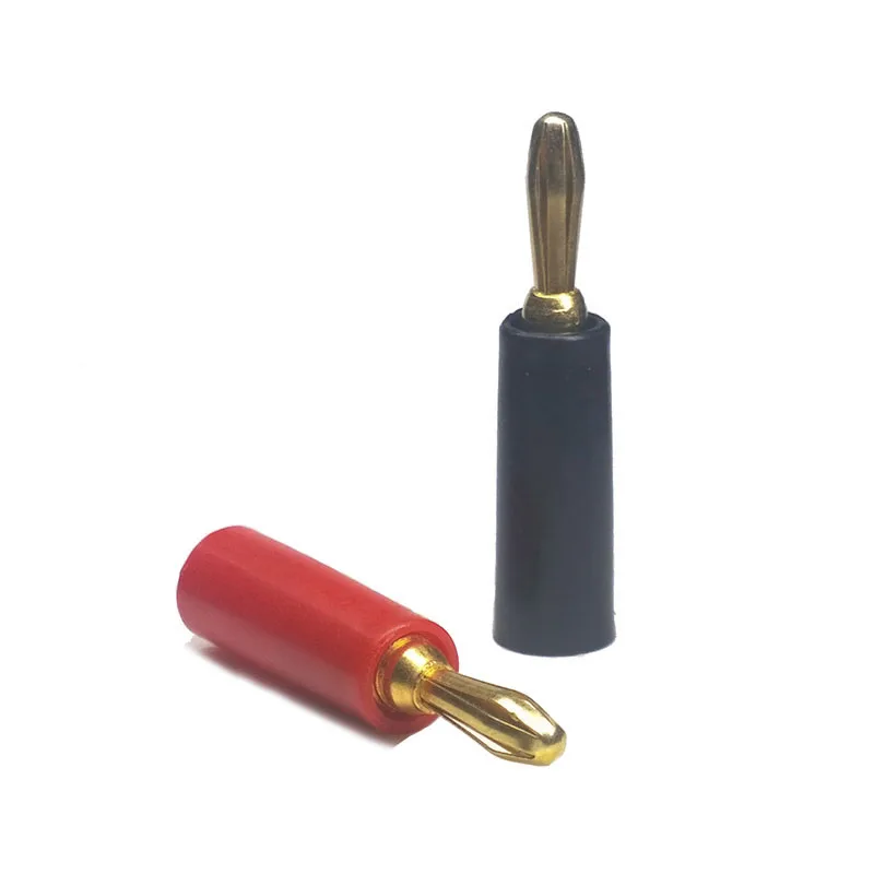 

20pcs 4MM gold-plated banana plug connector black red plastic plug shell stereo plug dual audio channel earphone