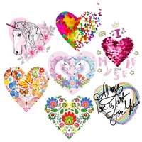 prajna cartoon butterfyl flower thermal stickers cute unicorn heart applique iron on patches for clothing thermoadhesive patches