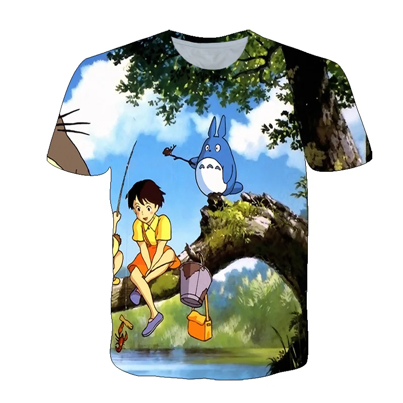 

2021 Summer Kawaii Totoro Printed White T-shirt For Kids Funny Japan Cartoon Children Clothes Anime Graphic Tees Boys Girls Top