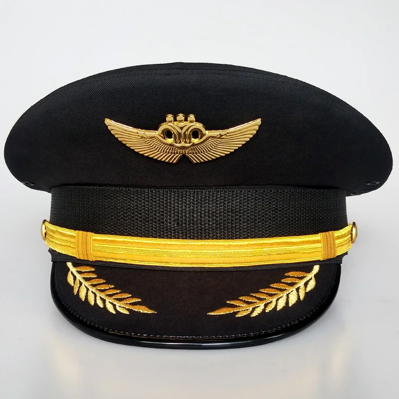 Big Hat Captain Uniform Hat Pilot Hat Civil Aviation Big Cap Fascinator Hats Fascinators for Women Elegant Wide Brim Hat 2019
