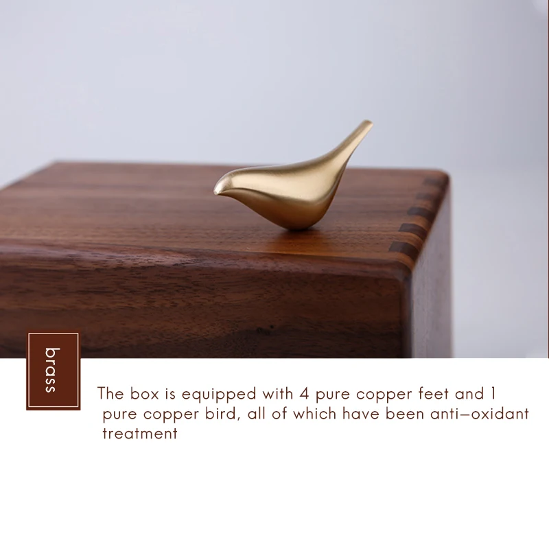 

Retro Black Walnut Brass Foot Tissue Box Living Room Coffee Table Decor Rectangular Tissue Box Pumping Paper Tissue Tube