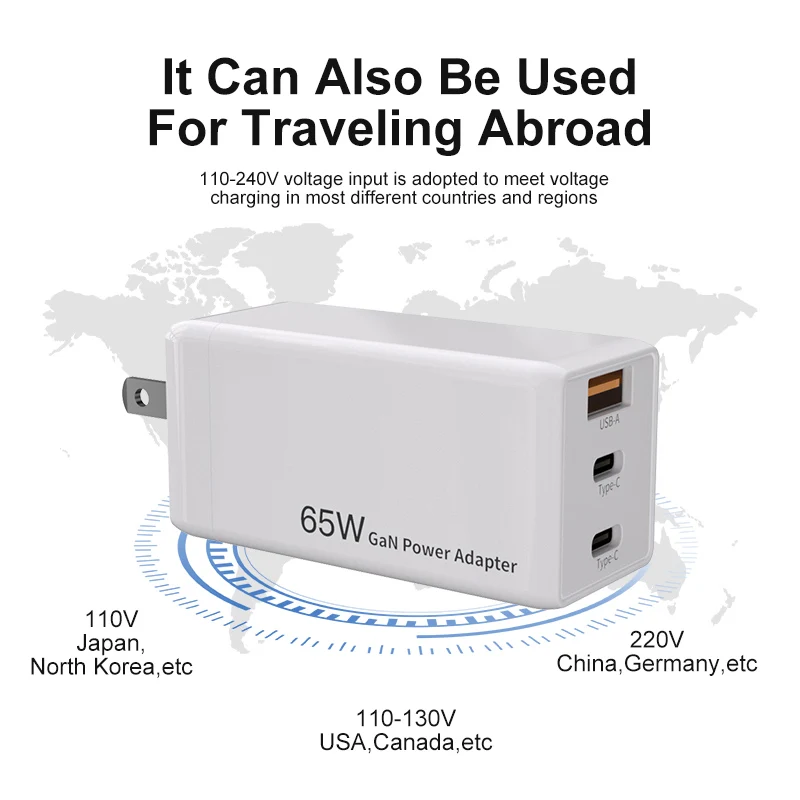 

New 65W USB C GaN Charger For iPhone QC4.0 3.0 Power Adapter For Samsung Note 10 S10 Xiaomi Laptop Type c Fast Charger EU US UK