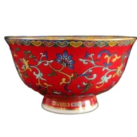 chinese old porcelain pastel porcelain red painted gold pastel fu character bowl chinese meal bowl