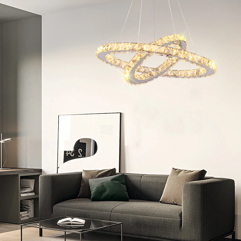 Роскошный светодиодный светильник с 2 кольцами подвесная люстра современная