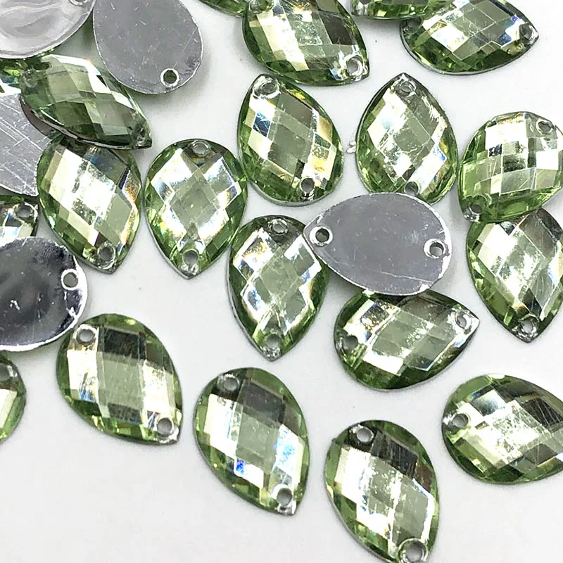 14 мм x 10 100 шт./лот капля воды два отверстия Акриловые Свободные Стразы Пришивные