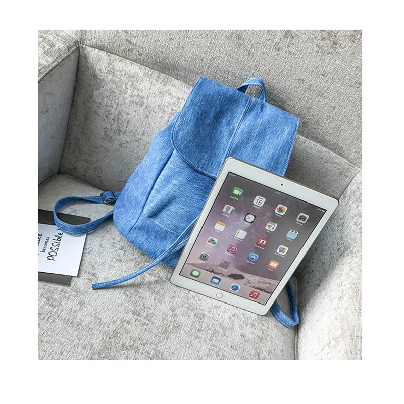 Новый Джинсовый холщовый женский рюкзак школьные сумки на шнурке для девочек