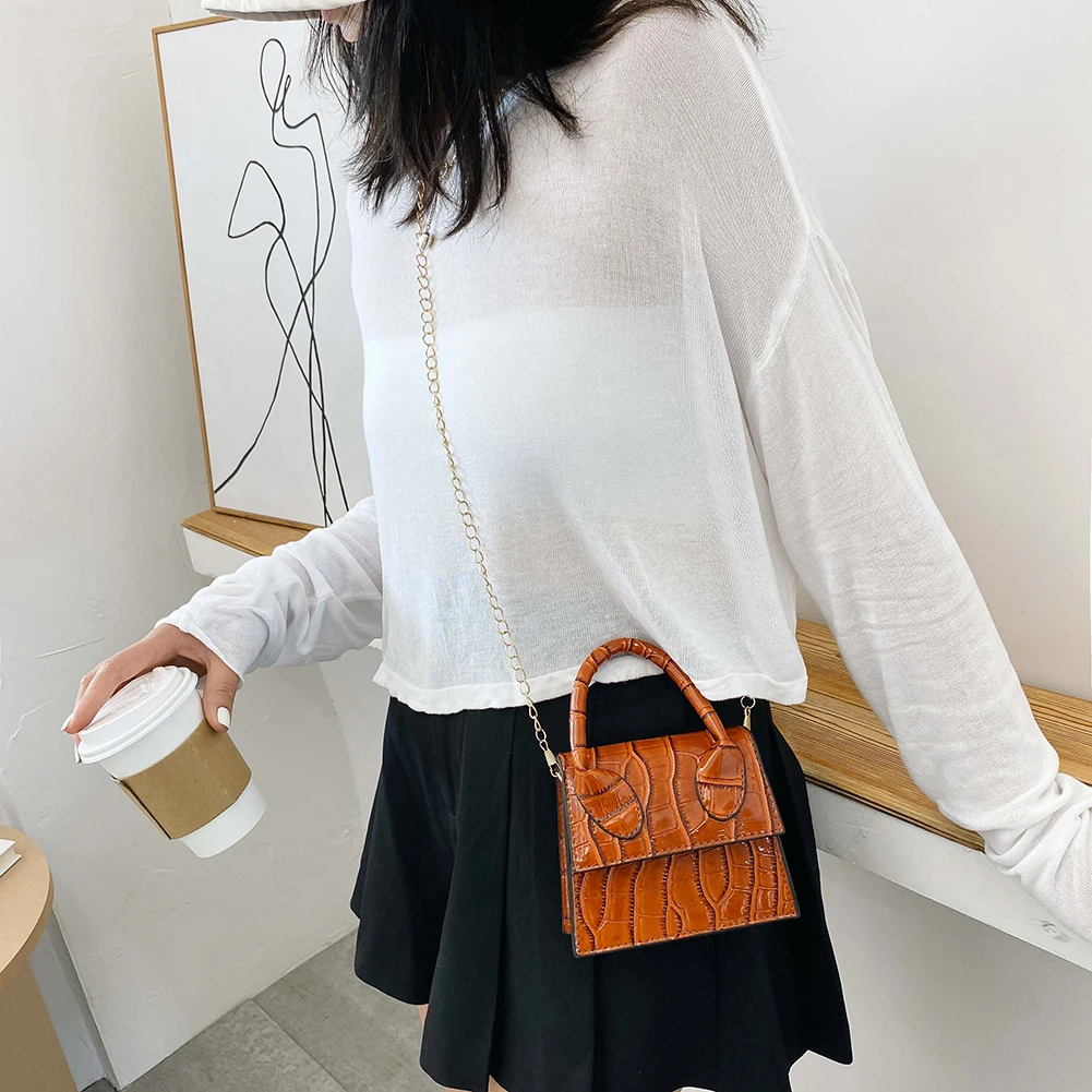 Модные дамские сумочки из искусственной кожи аллигатора на цепочке тоут