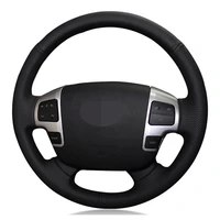 car steering wheel cover diy black genuine leather for toyota land cruiser 2008 2015 tundra 2007 2013 sequoia 2008 2013