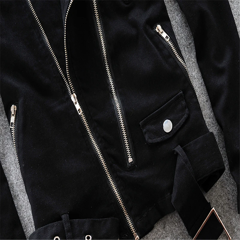 Dopy Модные мужские черные джинсовые куртки с несколькими молниями уличная