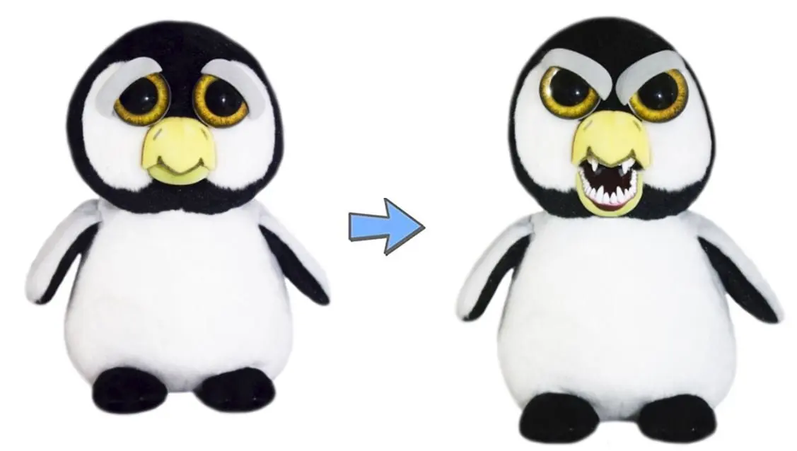 Penguin Growl Веселые Домашние животные, меняющие лицо, единорог, мягкие игрушки для детей, плюшевый дракон, сердитые животные, кукла панда - Цвет: Penguin Growl