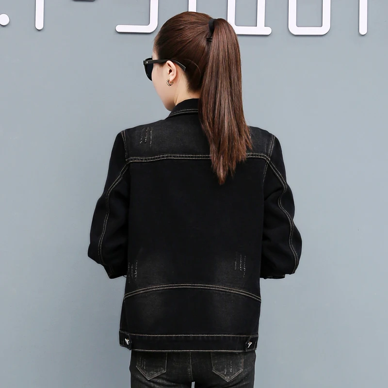 

New 2021 Denim Jacket Women Spring Autumn Short Blue Jean Jackets Female Short Coat Fashion Scratch Design Coats Tops