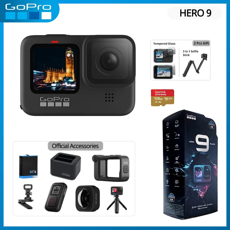 GoPro HERO 9 черная подводная Экшн-камера 4K 5K с цветным передним экраном Спортивная