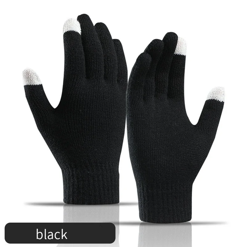 

Men's Split-Finger Autumn and Winter Casual Warm Plus Fleece Knitted Gloves Women's New Two-Finger Touch Screen Gloves