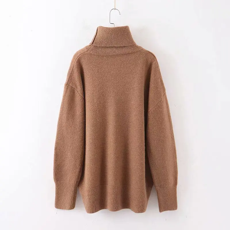 Повседневный Коричневый женский свитер 2019 Весна-Осень Новая мода Водолазка