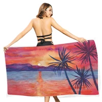 creative printed quick drying beach towel outdoor portable travel sunscreen shawl towel swim pool lounge chair cover blanket