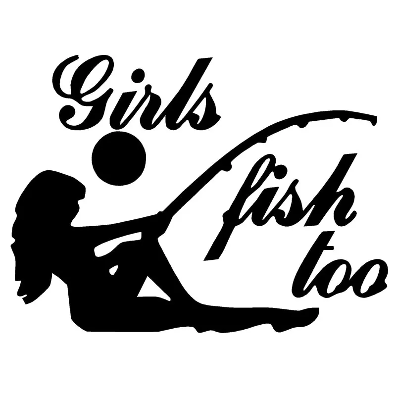 

Fashion Car Sticker Girls Fish Too Decal Hunting Funny Decoration Window Bumper Motorcycle Laptop Decal Accessories KK15*11cm